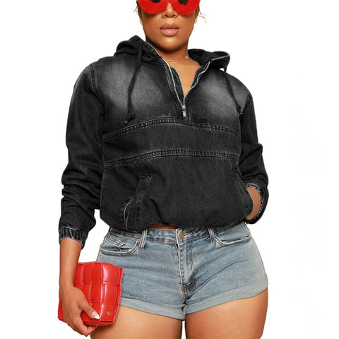 Locomotive Denim Women's Jacket Hooded Long Sleeve m303314