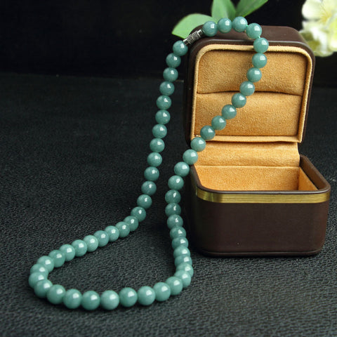 Jade A necklace, natural jadeite women's round bead jade necklace 108 beads extended m3331274