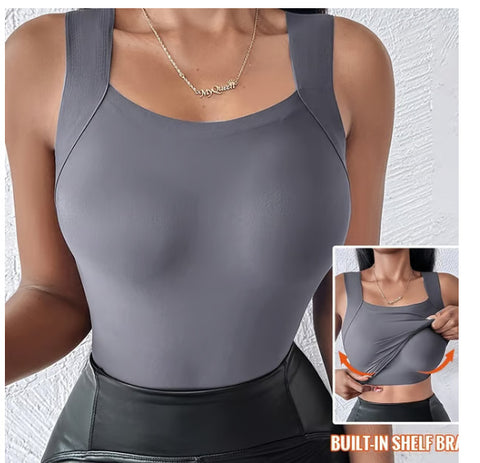 New Bose Muscle Bottom Shirt Solid Color No-Wear Bra Machine Washable Semi-Fixed Cup Bottom Vest Top m302823
