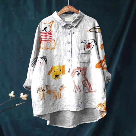 Loose printing crew neck casual large size women's T-shirt m301279