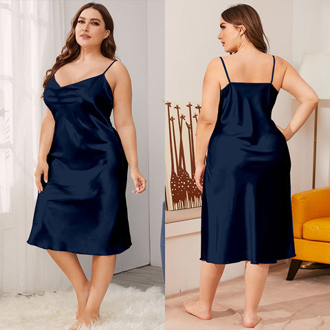 Ice silk nightdress women's summer one-piece swinging collar suspender loose loungewear m301494