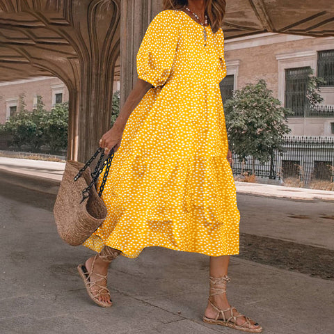 Casual long-sleeved plaid frilly loose dress m301460