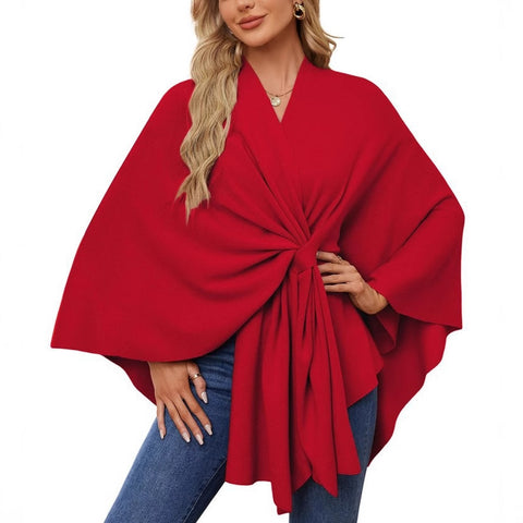 Ladies Elegant One Piece Solid Color Soft Shawl Jacket Cloak Top m301329