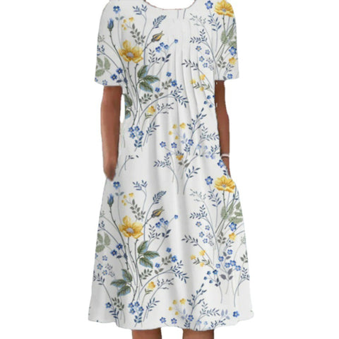 New casual print crew neck short-sleeved dress m300930