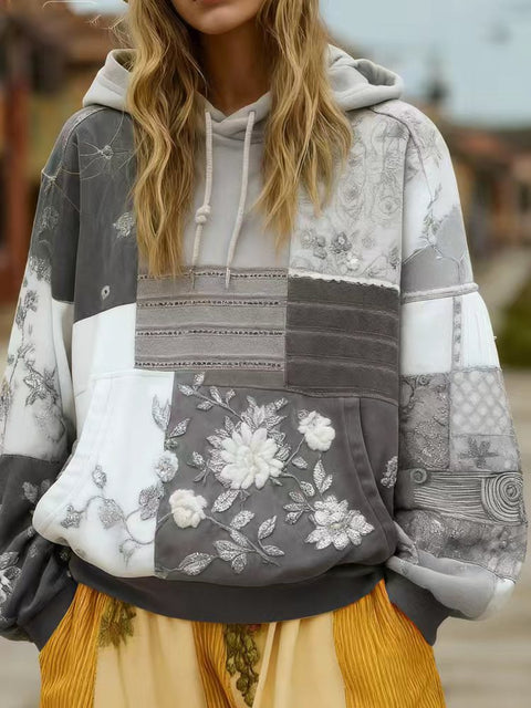 casual hooded long-sleeved pullover, regular digital printing women's sweater m303127