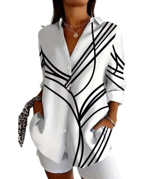 Long Sleeve Shirt 3D Sequin Gradient Print Loose Casual Top m302406