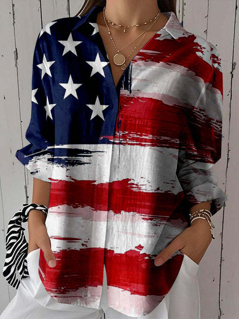 Spring and Autumn Independence Day national flag printed shirt new explosion 372