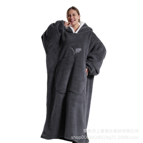 Long loungewear wearable lazy TV blanket double-sided comfortable cotton lint nightgown m302148