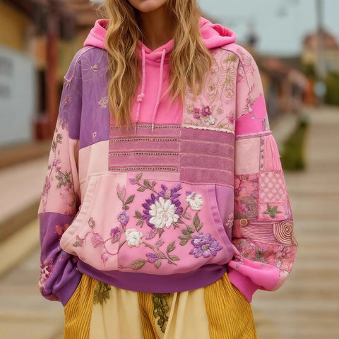 casual hooded long-sleeved pullover, regular digital printing women's sweater m303127