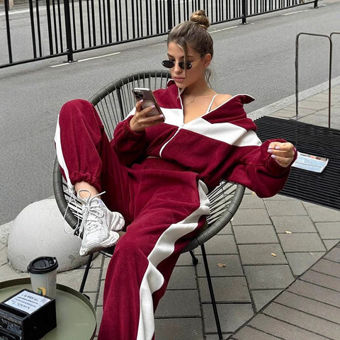 Casual sports suit Zipper cardigan trousers two-piece set Women's m301807