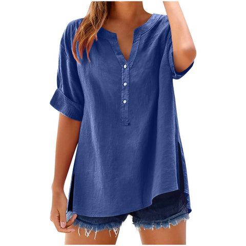 Linen top button shirt casual loose top m301356