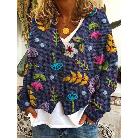 New Christmas abstract print casual cape jacket cardigan sweater m301665