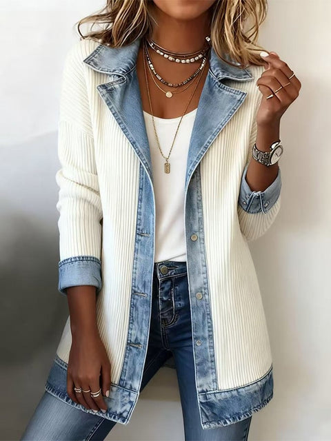 Neue Damenbekleidung modische und elegante figurbetonte Langarm-Spleißjacke m303210