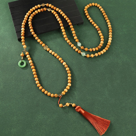 Guofeng Crossbody Chain Ya Bai Buddha Bead Fringed Necklace Retro Sweater Chain m3331290