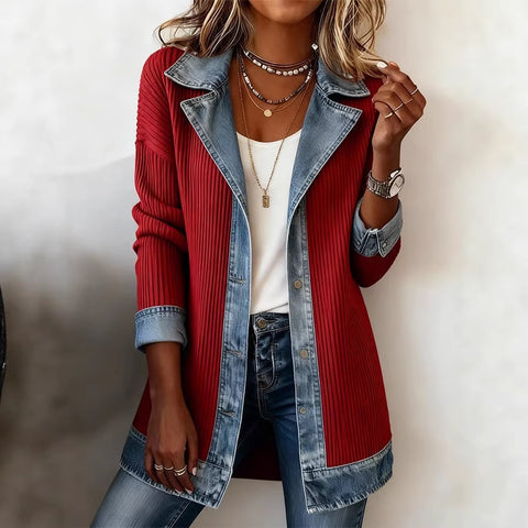 Neue Damenbekleidung modische und elegante figurbetonte Langarm-Spleißjacke m303210