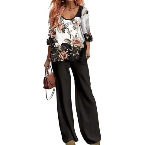 New crew neck 3D printed women's fashion shirt set m301240