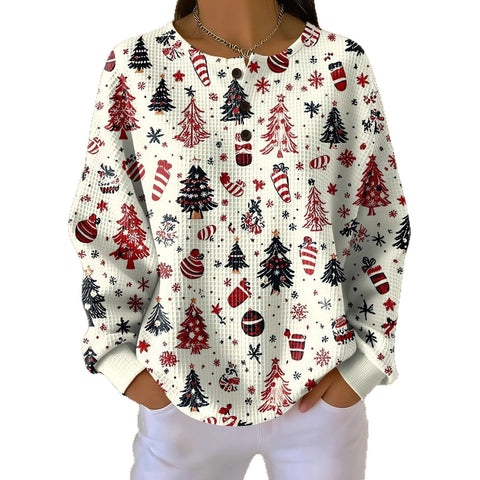 New retro 3D digital printing three-button stand-up collar Polo sweater m302116