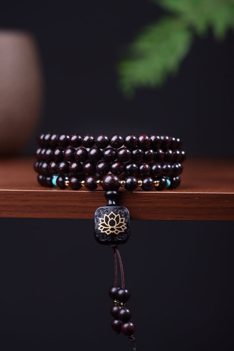 Red sandalwood bracelet Zambia blood sandalwood 0.6 Buddha beads DIY with flat lotus pendant men's and women's bracelet m3331316