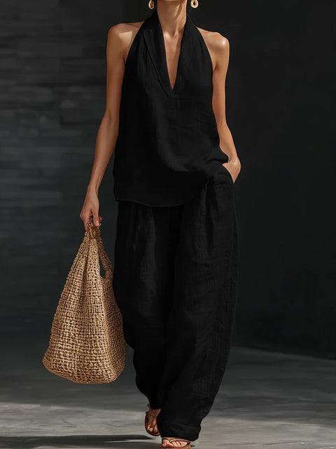 Women's linen two-piece vest vest set commuter m302512