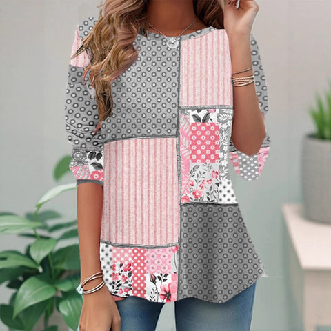 New high-end ethnic casual versatile long-sleeved crew neck T-shirt m301724