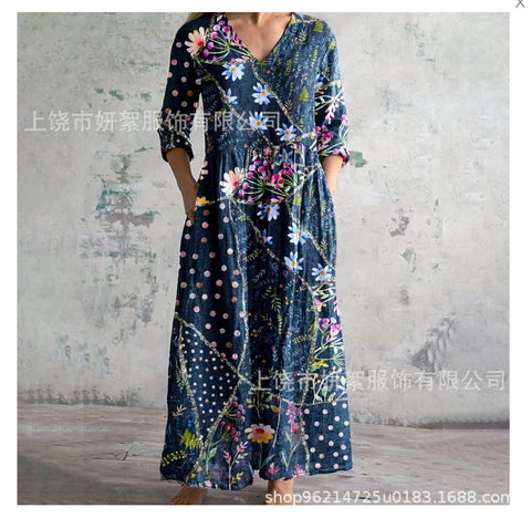 3D printing Amazon European and American summer casual loose long-sleeved dress m301729