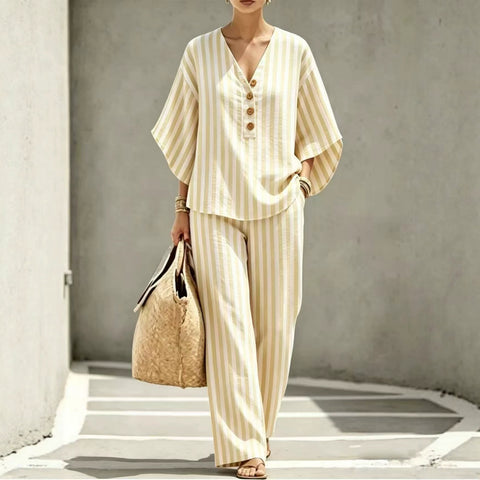Women's loose casual striped linen fashion suit shirt women's m302775