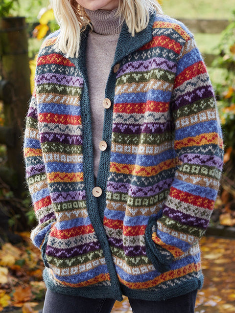 Fashion lapel imitation sweater jacket women's autumn and winter new thickened button cardigan m302126