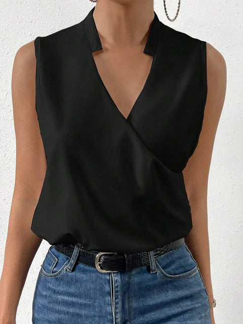 Summer Women's Chiffon Shirt Pullover V-Neck Sleeveless Women's Shirt m301554