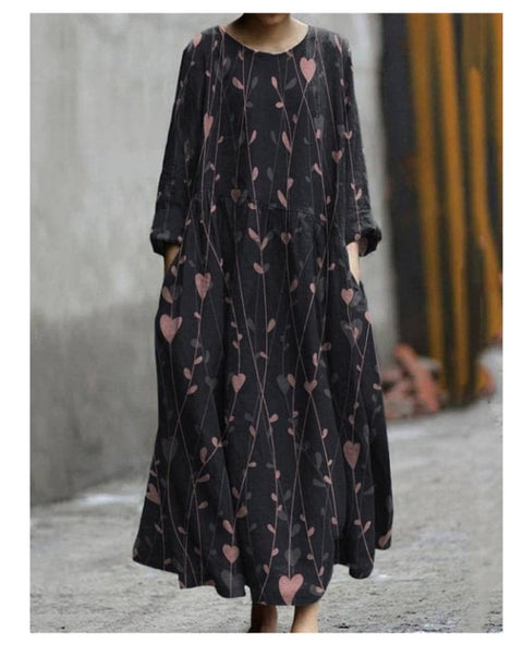 3D printed casual loose dress women m301278