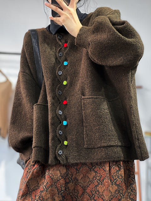 Wool jacket large size loose cardigan top women's m302033