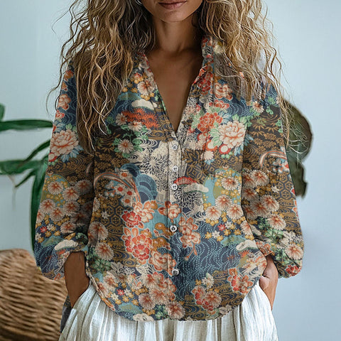 Top 3D Printed Hemp Fabric Shirt m303197