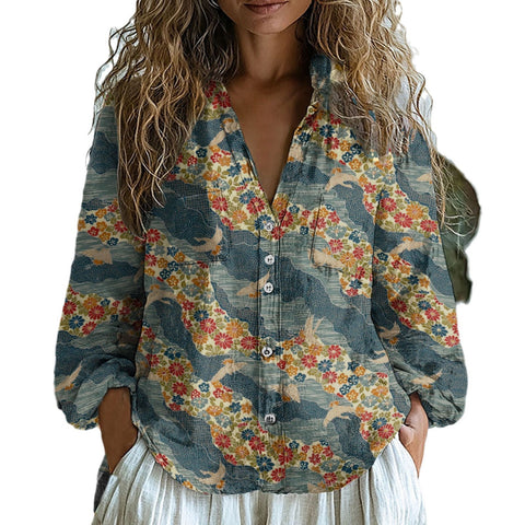 Top 3D Printed Hemp Fabric Shirt m303197