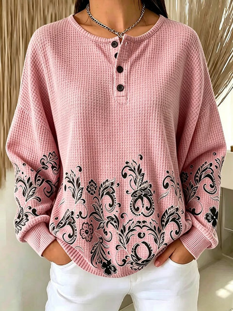 Women's new retro delicate flower print sweater m303313
