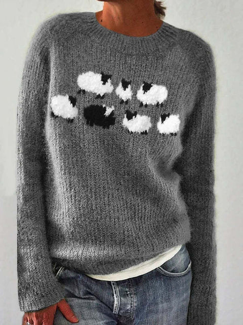 New sweater crew neck color matching loose fashion pullover knitted sweater m300454