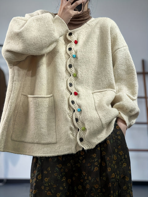 Wool jacket large size loose cardigan top women's m302033