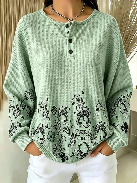 Women's new retro delicate flower print sweater m303313