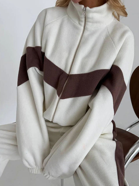 Casual sports suit Zipper cardigan trousers two-piece set Women's m301807