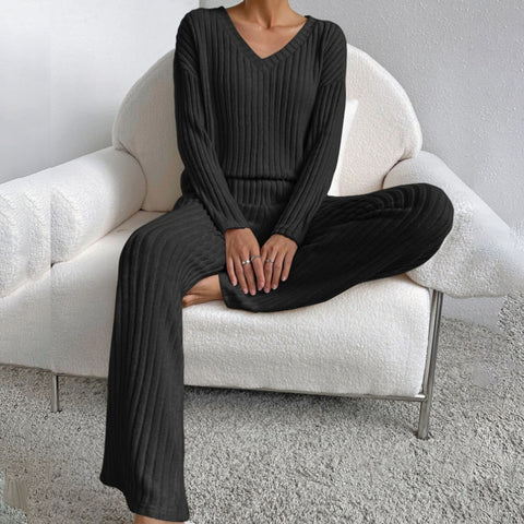 New fashion casual straight-leg pants temperament loose V-neck pit strip knitted cover m301791