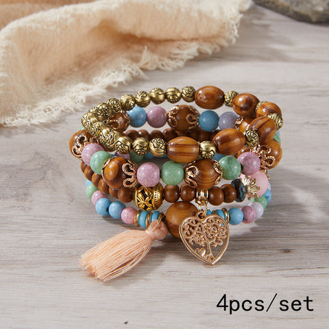 New Bohemian Bracelet Creative Tassel Multi-layer Beaded Bracelet m3331286