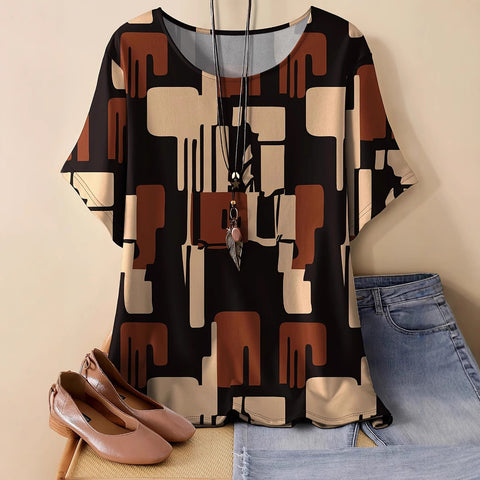 Women's new loose 3D printing round neck casual large size pullover women's clothing m301285