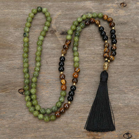 Black Gallstone Elastic Bracelet Skull Pendant Natural Turquoise Tiger Eye Tassel Crystal Volcanic Stone Beaded Bracelet m3331320
