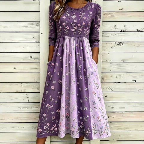 Mode Digitaldruck weites Kleid Blumen m303053
