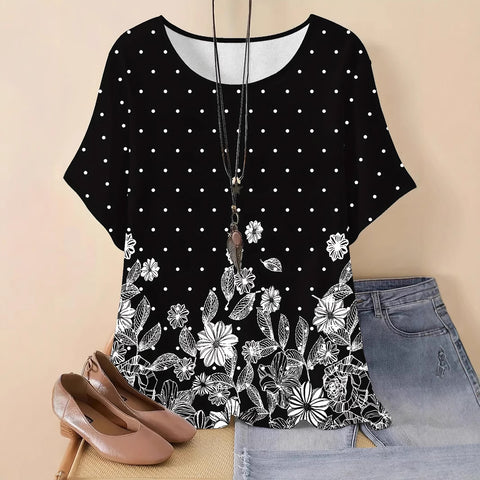 Women's new loose 3D printing round neck casual large size pullover women's clothing m301285