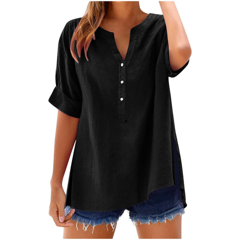 Linen top button shirt casual loose top m301356