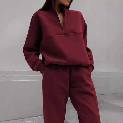 Casual fashion thickened long-sleeved sweater and trousers two-piece set m302209