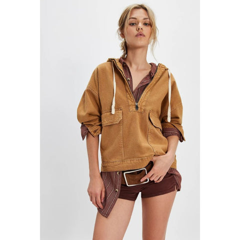 Fashion Loose Casual Wash Hooded Denim Long Sleeve Top m303253