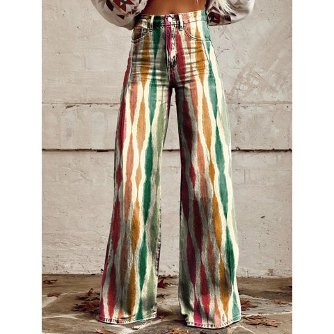 3D heat transfer flared pants simulation denim trousers loose pants m301550