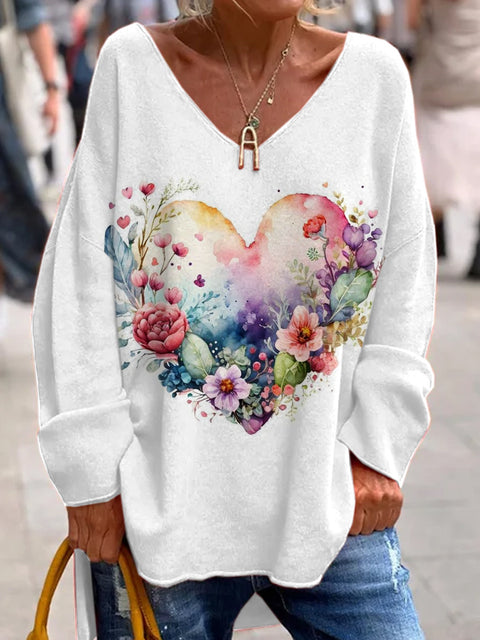 Large size split love dog 3D printing urban casual women's long T-shirt m301662