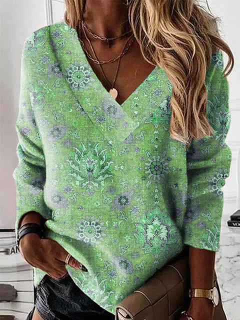 Women's Independent Station Amazon New V-Neck Printed Sweatshirt Top M302282