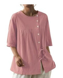 Temperament women's long-sleeved shirt printed top lace-up shirt m302925